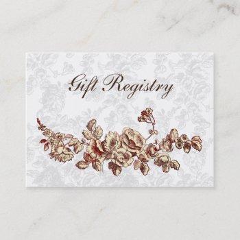 elegant and chic ivory red vintage floral wedding business card