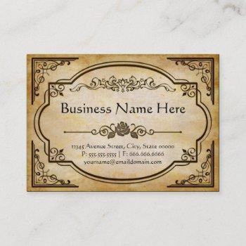 Small Elegant Antique Old Paper With Vintage Frame Business Card Front View
