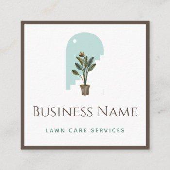 elegant art deco boho watercolor plant landscaping square business card