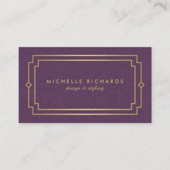 elegant art deco professional purple/gold business card
