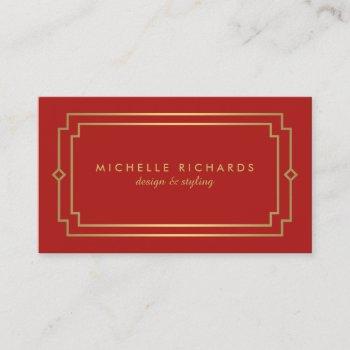 elegant art deco professional red/gold business card