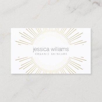 elegant beauty gold sunburst cosmetologist, salon business card