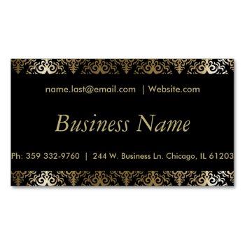 elegant black and gold damask business card magnet