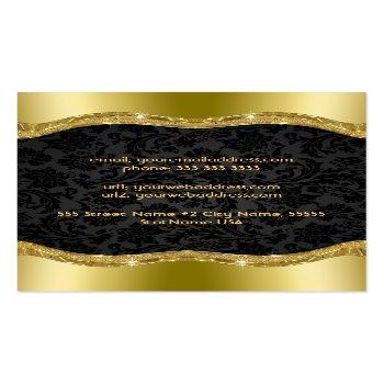 Small Elegant Black And Gold Vintage Damasks 4 Business Card Back View