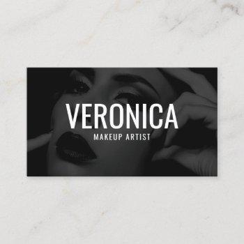 elegant black and white makeup artist photo bold business card