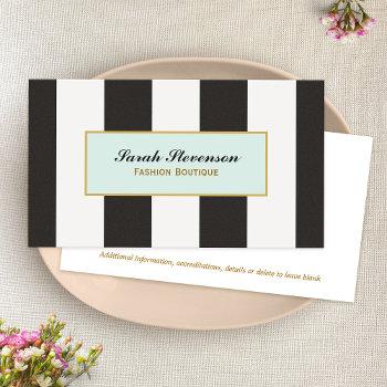 elegant black and white stripes fashion boutique business card