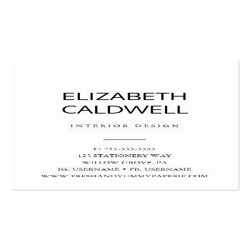 Small Elegant Black Calligraphy Nice To Meet You Business Card Back View