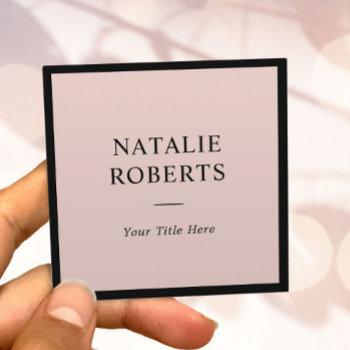 elegant black frame blush pink minimalist square business card