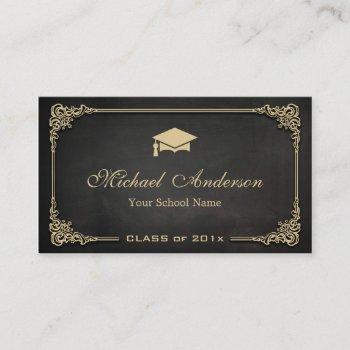 elegant black gold class of graduate student calling card