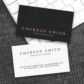 elegant black linen look classy business card