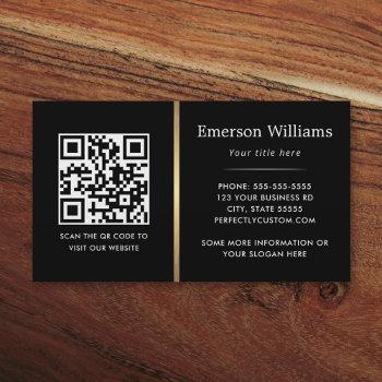 elegant black logo qr code golden gradient divider business card