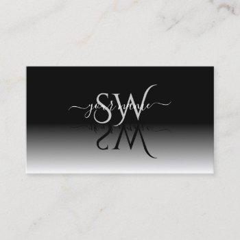 elegant black white gradient shadow font initials business card