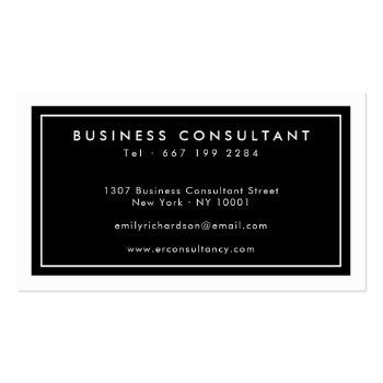 Small Elegant Black White Minimalist Professional Logo Business Card Back View