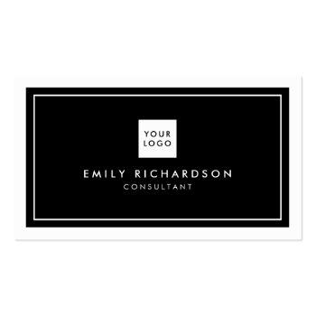 Small Elegant Black White Minimalist Professional Logo Business Card Front View