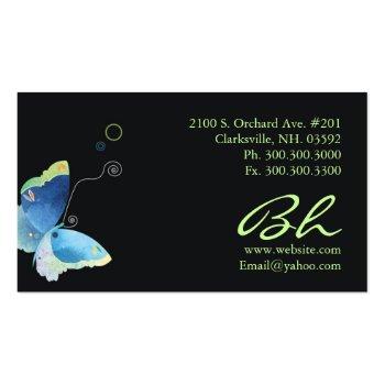 Small Elegant Blue Butterfly Personalized Business Cards Back View
