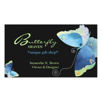 Small Elegant Blue Butterfly Personalized Business Cards Front View
