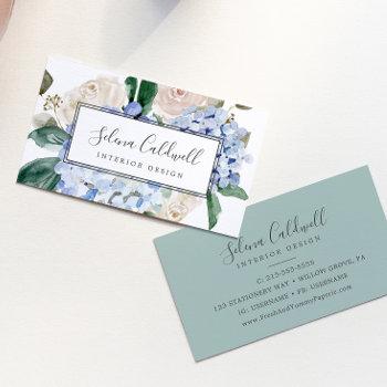 elegant blue hydrangea | white business card