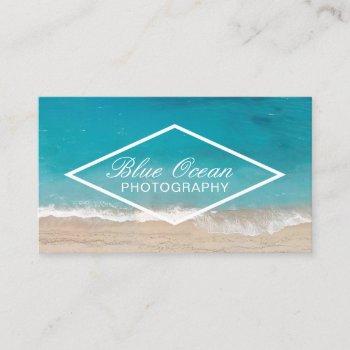 elegant blue ocean modern photography business card