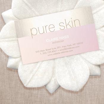 elegant blush pink gold esthetician spa business card