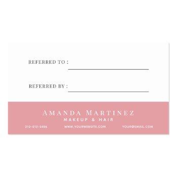 Small Elegant Blush Pink Watercolor Salon Referral Business Card Back View