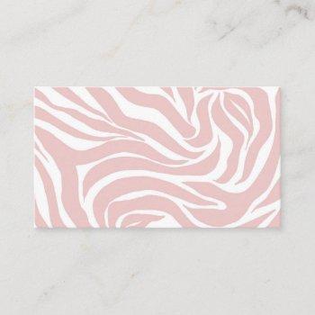 elegant blush pink zebra white animal print business card