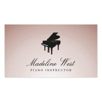Small Elegant Blush Rose Piano Instructor Music Teacher Business Card Front View