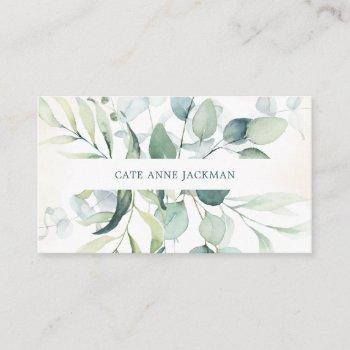 elegant botanical green greenery eucalyptus  business card