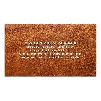 Small Elegant Brown Leather Square Business Card Back View