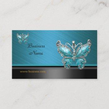 elegant business card butterfly teal blue