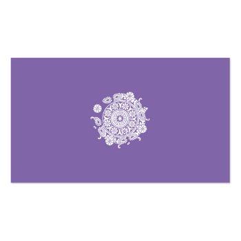 Small Elegant Business Card In Purple And White Back View