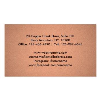 Small Elegant Chevron Patter Copper Faux Foil And Black Business Card Back View