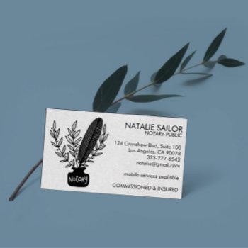 elegant chic botanical quill logo notary public  business card