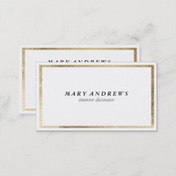elegant chic faux foil gold plain white luxury business card