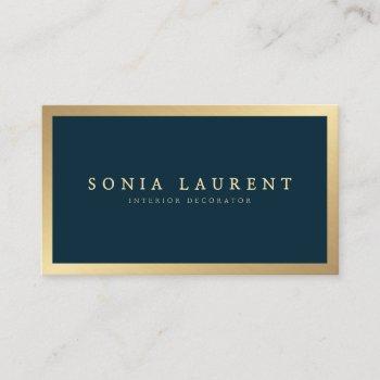 elegant chic gold metallic navy blue minimalist business card