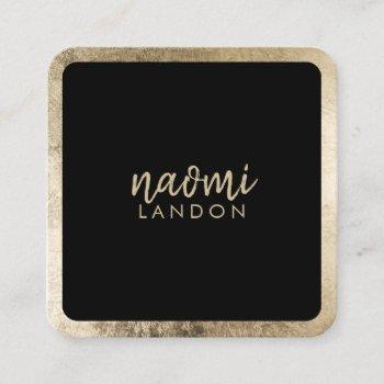 elegant chic gold modern square minimalist black square business card