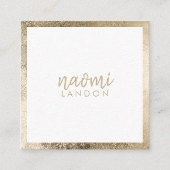 elegant chic gold modern square minimalist white square business card