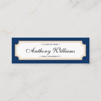 elegant classic blue and gold graduation name card