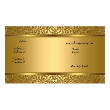 Small Elegant Classy Gold Damask Embossed Look Business Card Back View