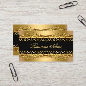 elegant classy gold damask floral overlay business card