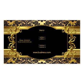 Small Elegant Classy Gold Damask Floral Profile Business Card Back View