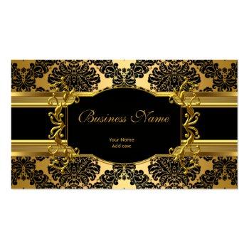 Small Elegant Classy Gold Damask Floral Profile Business Card Front View