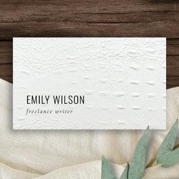 elegant classy simple ivory white leather texture  business card