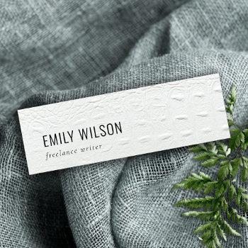 elegant classy simple ivory white leather texture mini business card