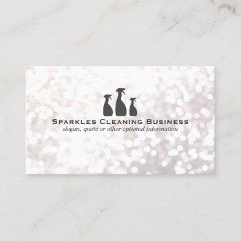 elegant cleaning service white bokeh business card