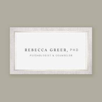 elegant counselor and therapist light gray business card