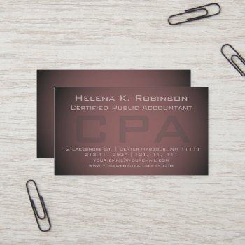 elegant cpa certified public accountant business card