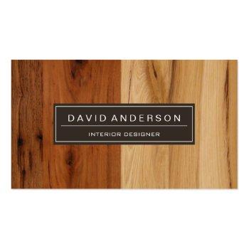 Small Elegant Dark And Light Wood Grain Look Business Card Front View