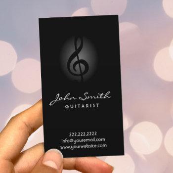 elegant dark clef guitarist music business card