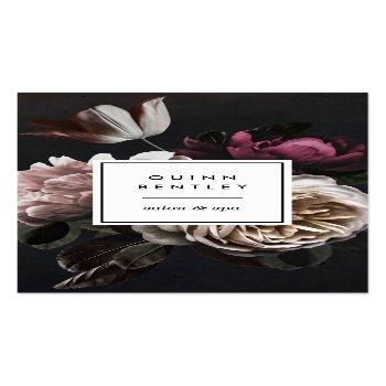 Small Elegant Dark Floral Bouquet | Vertical Business Card Front View