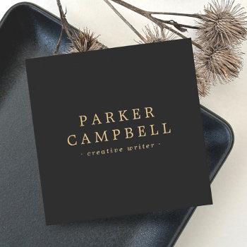 elegant dark gray stylish minimalist square business card